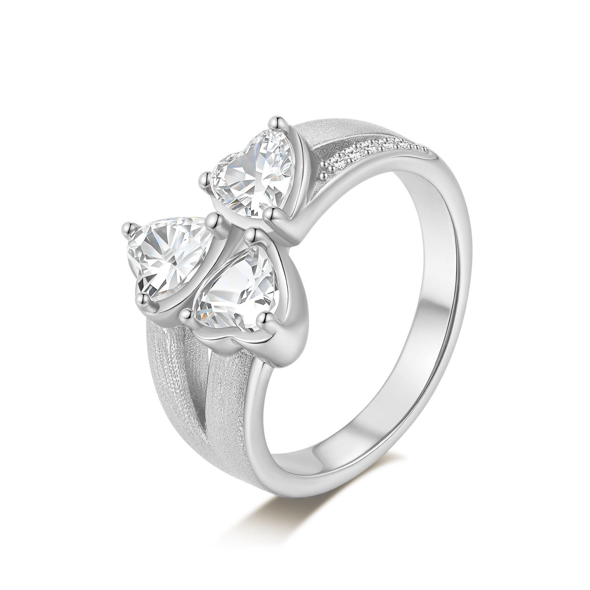 S925 Sterling Silver Moissanite Heart Ring, Light Luxury Design